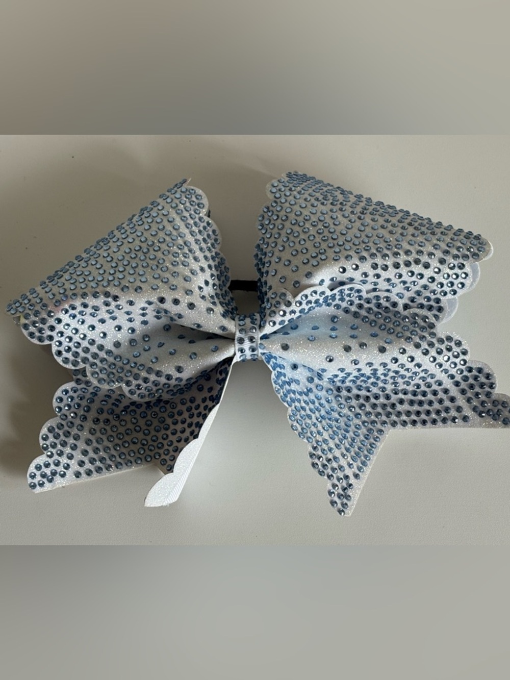 Sparkling Light Blue Bow Hair Clip with Rhinestones